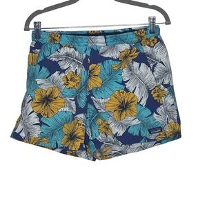 Patagonia Women's Floral Print Baggies Shorts Blue Yellow White Size S